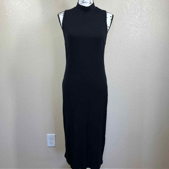 Forever 21+ black sleeveless turtleneck ribbed dress size 1X goth academia - Picture 6 of 13